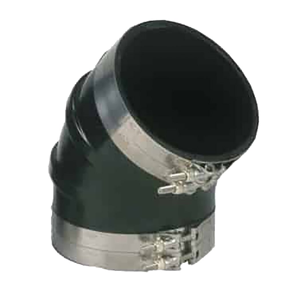 Trident Marine 3-1/2" ID 45-Degree EPDM Black Rubber Molded Wet Exhaust Elbow w/4 T-Bolt Clamps - Life Raft Professionals