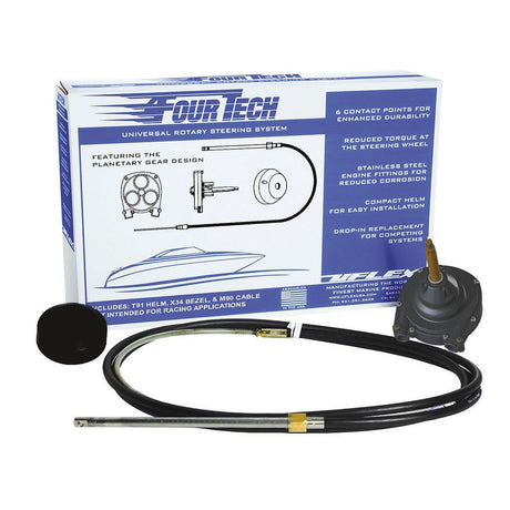 Uflex Fourtech 16 Black Mach Rotary Steering System w/Helm, Bezel Cable - Life Raft Professionals