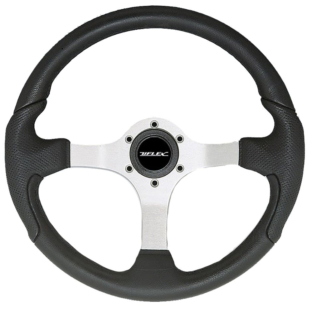 Uflex Nisida Steering Wheel 13.8" - Black Polyurethane Grip w/Black Aluminum Spokes - Life Raft Professionals