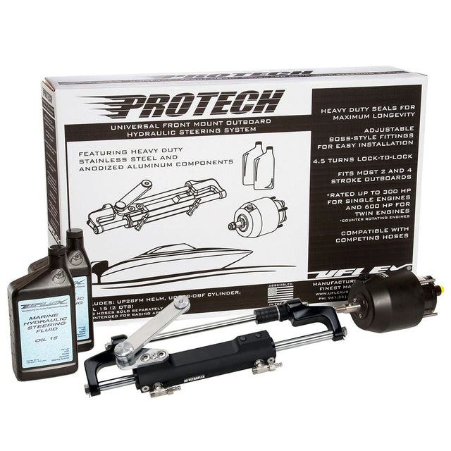 Uflex PROTECH 2.1 Front Mount OB Hydraulic System - Includes UP28 FM Helm Oil UC128-TS/2 Cylinder - No Hoses - Life Raft Professionals