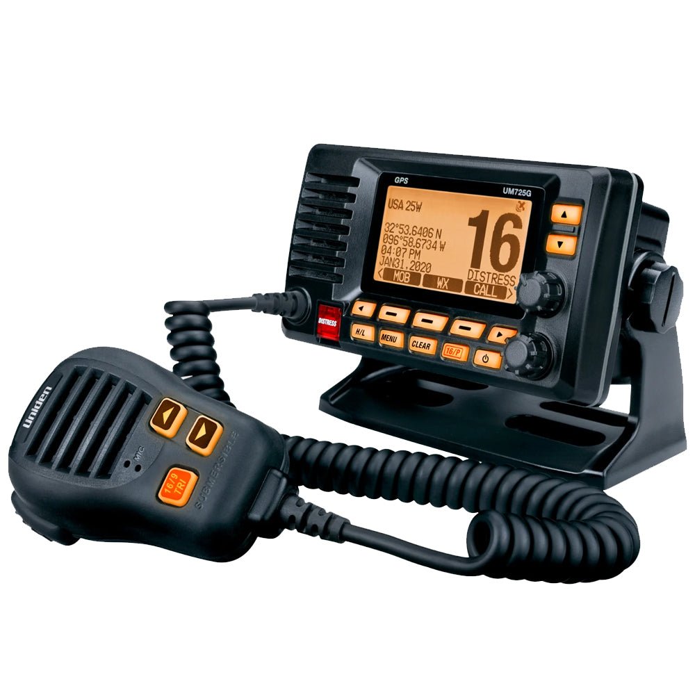 Uniden UM725 Fixed Mount Marine VHF Radio Black Life Raft Professionals