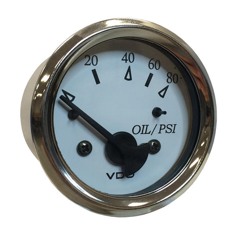 VDO Cockpit Marine 52MM (2-1/16") Oil Pressure Gauge - White Dial/Chrome Bezel [350-15276] - Life Raft Professionals