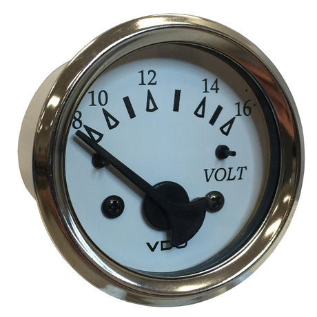 VDO Cockpit Marine 52MM (2-1/16") Voltmeter - White Dial/Chrome Bezel [332-15282] - Life Raft Professionals