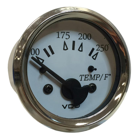 VDO Cockpit Marine 52MM (2-1/16") Water Temp. Gauge - 0-250F - White Dial/Chrome Bezel [310-15277] - Life Raft Professionals