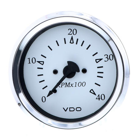 VDO Cockpit Marine 85MM (3-3/8") Diesel Tachometer - Alternator Input - White Dial/Chrome Bezel [333-15272] - Life Raft Professionals