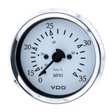 VDO Cockpit Marine 85MM (3-3/8") Pitot Speedometer - 0 to 35 MPH - White Dial/Chrome Bezel [260-15271] - Life Raft Professionals