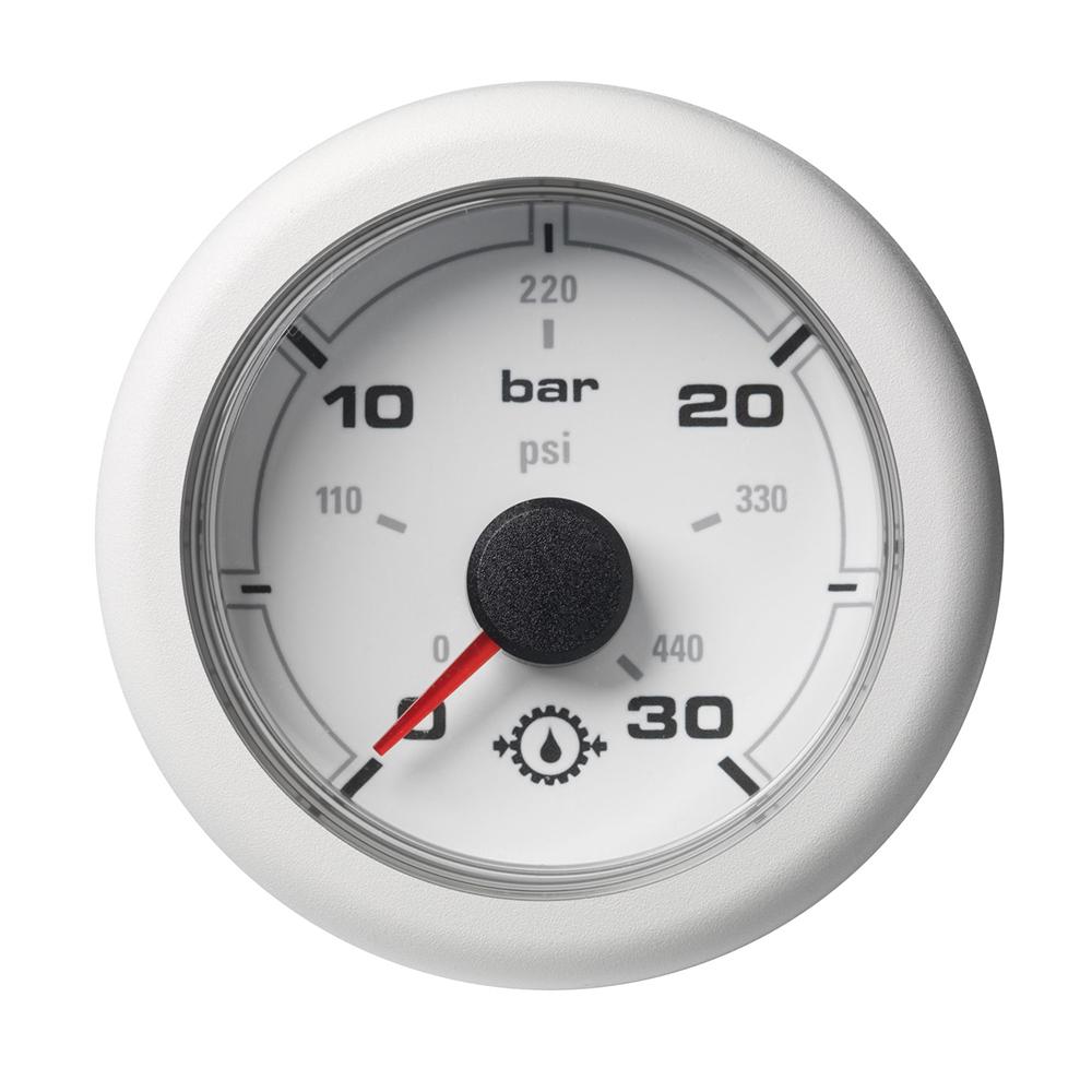 Veratron 52MM (2-1/16") OceanLink Transmission Oil Pressure Gauge - 30 Bar/440 PSI - White Dial Bezel [A2C1066050001] - Life Raft Professionals