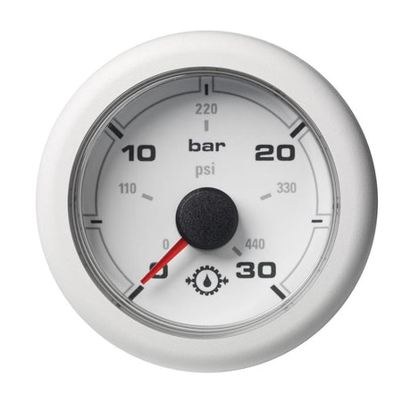 Veratron 52MM (2-1/16") OceanLink Transmission Oil Pressure Gauge - 30 Bar/440 PSI - White Dial Bezel [A2C1066050001] - Life Raft Professionals