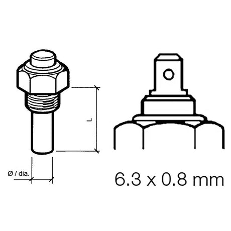 Veratron Engine Oil Temperature Sensor - Single Pole, Common Ground - 50-150C/120-300F - 6/24V - M14 x 1.5 Thread [323-801-004-002N] - Life Raft Professionals