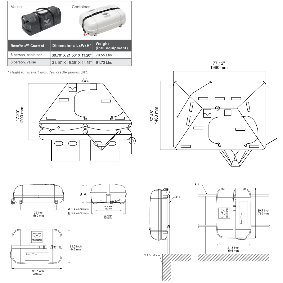 Viking RescYou™ Coastal Life Raft, 6 Person - Life Raft Professionals
