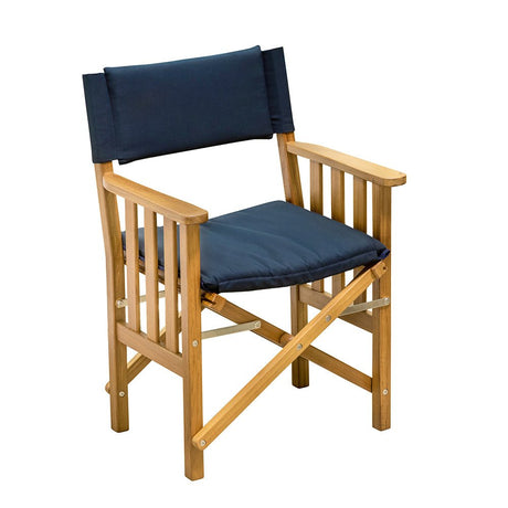 Whitecap Directors Chair II w/Navy Cushion - Teak - Life Raft Professionals