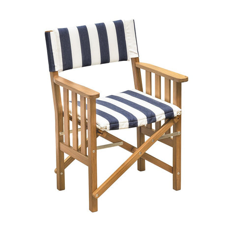 Whitecap Directors Chair II w/Navy White Cushion - Teak - Life Raft Professionals