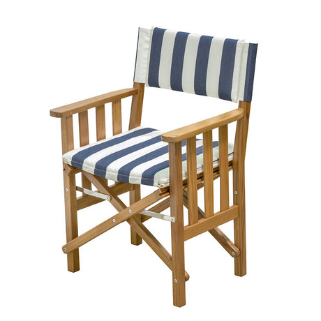 Whitecap Directors Chair II w/Navy White Cushion - Teak - Life Raft Professionals