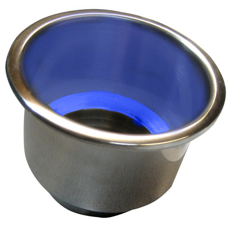 Whitecap Flush Mount Cup Holder w/Blue LED Light - Stainless Steel - Life Raft Professionals