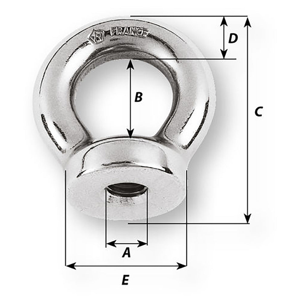 Wichard 12mm Eye Nut - Thread M12 x 175mm - Life Raft Professionals
