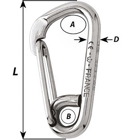 Wichard Asymmetric Carbine Hook - Length 170mm - 15/32" - Life Raft Professionals