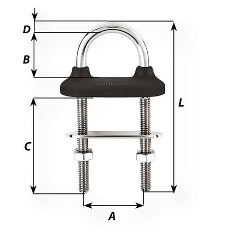Wichard Black Watertight U-Bolt - 10mm Diameter - 25/64" - 110mm Length - 4-21/64" - Life Raft Professionals