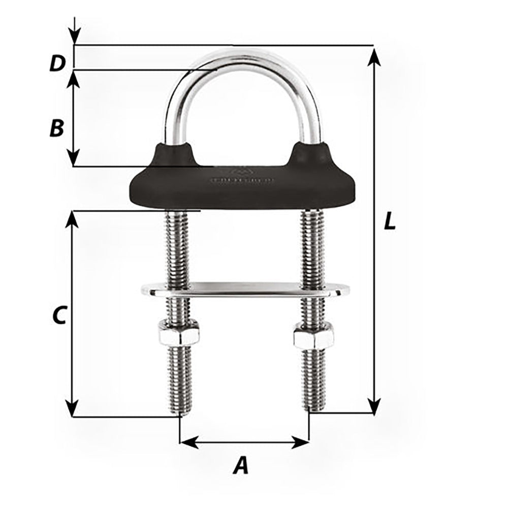 Wichard Black Watertight U-Bolt - 6mm Diameter - 15/64" - 70mm Length - 2-3/4" - Life Raft Professionals