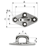 Wichard Diamond Pad Eye - Square - 60mm Length (2-23/64") - M5 Screw - Life Raft Professionals