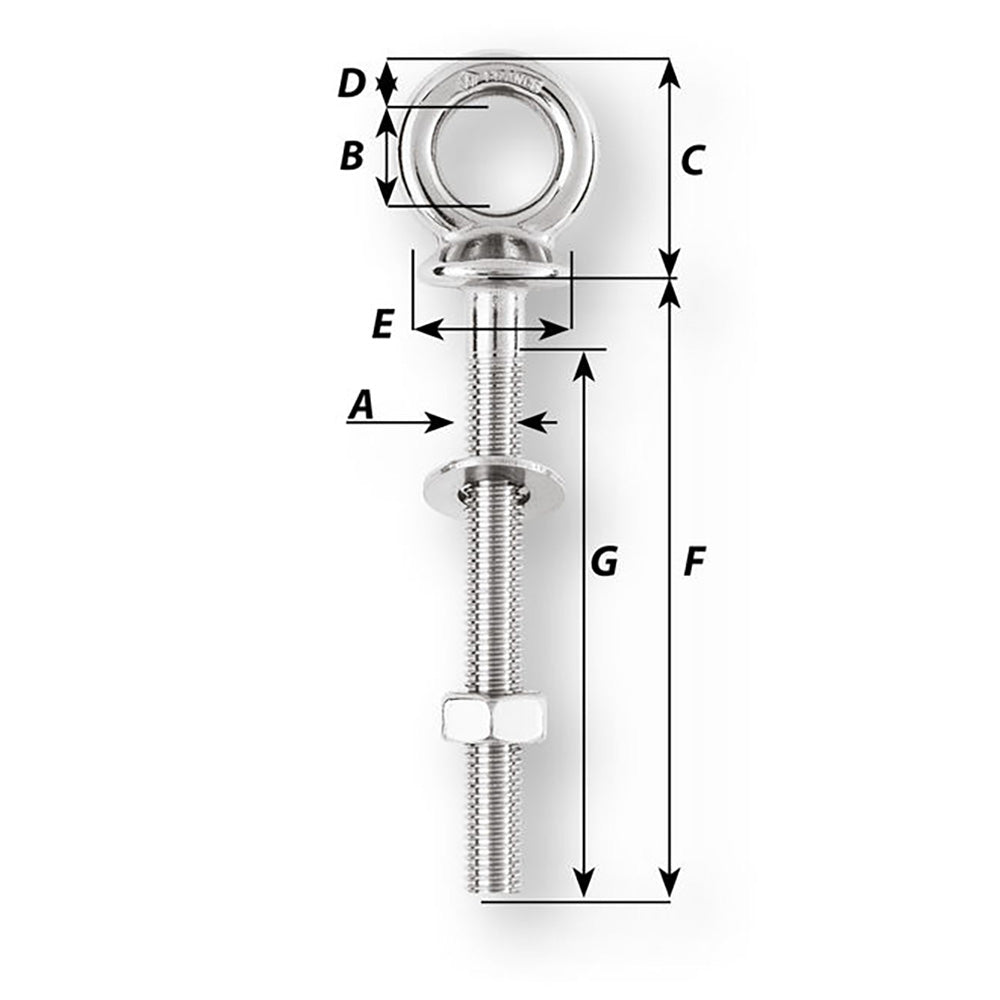 Wichard Eye Bolt - M10 x 150mm - Length 100mm - Life Raft Professionals