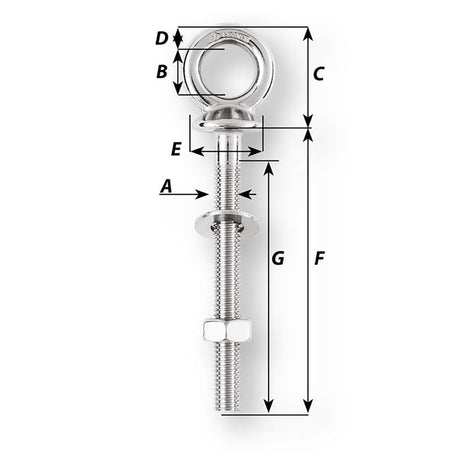 Wichard Eye Bolt - M10 x 150mm - Length 100mm - Life Raft Professionals
