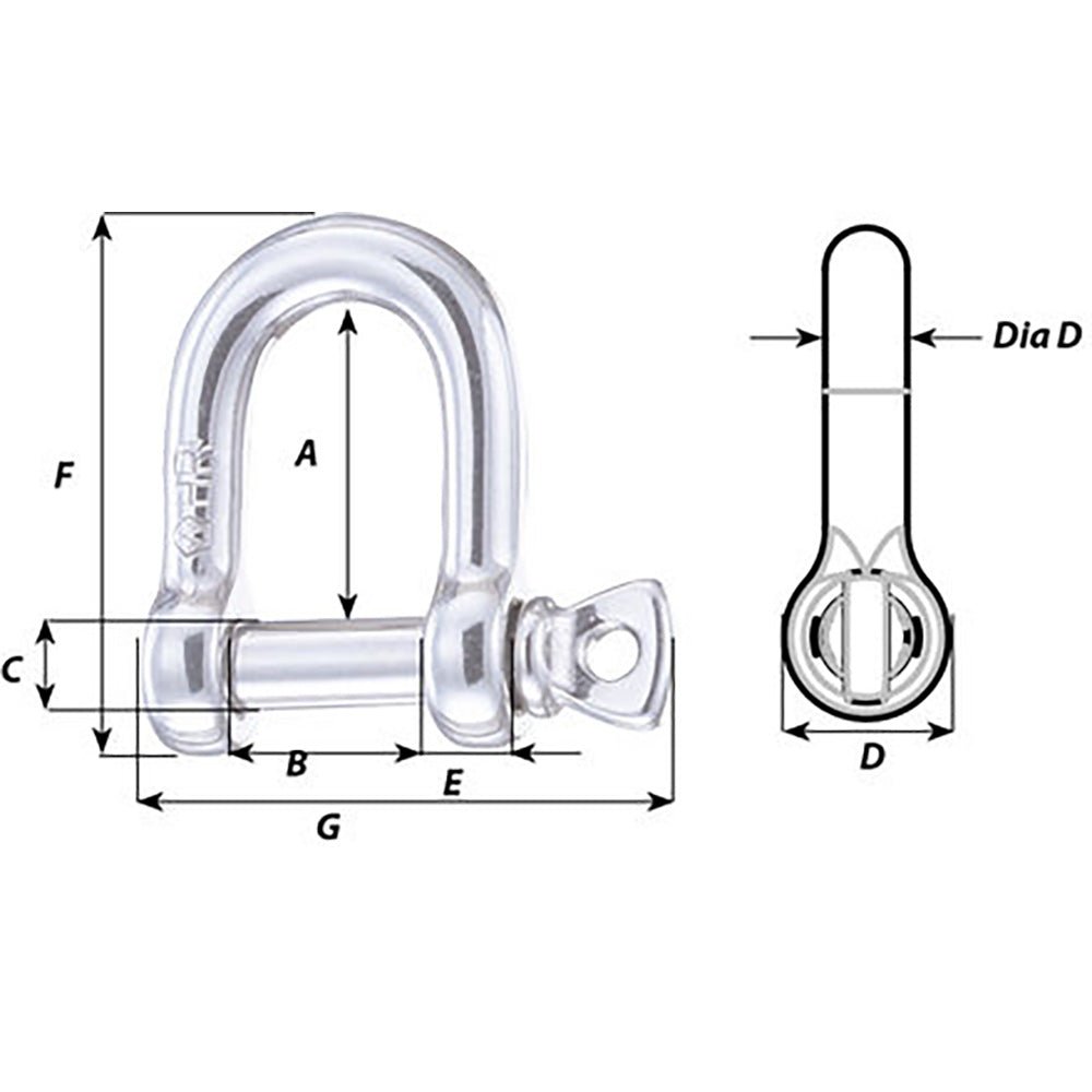 Wichard HR D Shackle - Diameter 25/64" - Life Raft Professionals