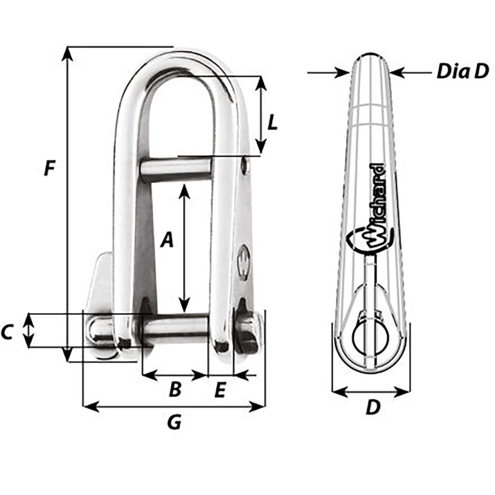 Wichard HR Key Pin Shackle With Bar - 5mm Pin Diameter - Life Raft Professionals