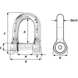 Wichard Self-Locking Allen Head Pin D Shackle - 12mm Diameter - 15/32" - Life Raft Professionals