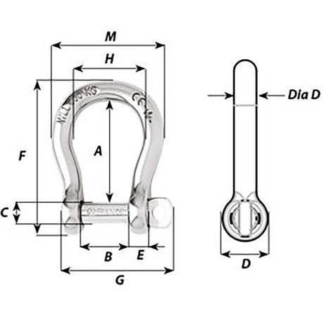 Wichard Self-Locking Bow Shackle - Diameter 10mm - 13/32" - Life Raft Professionals