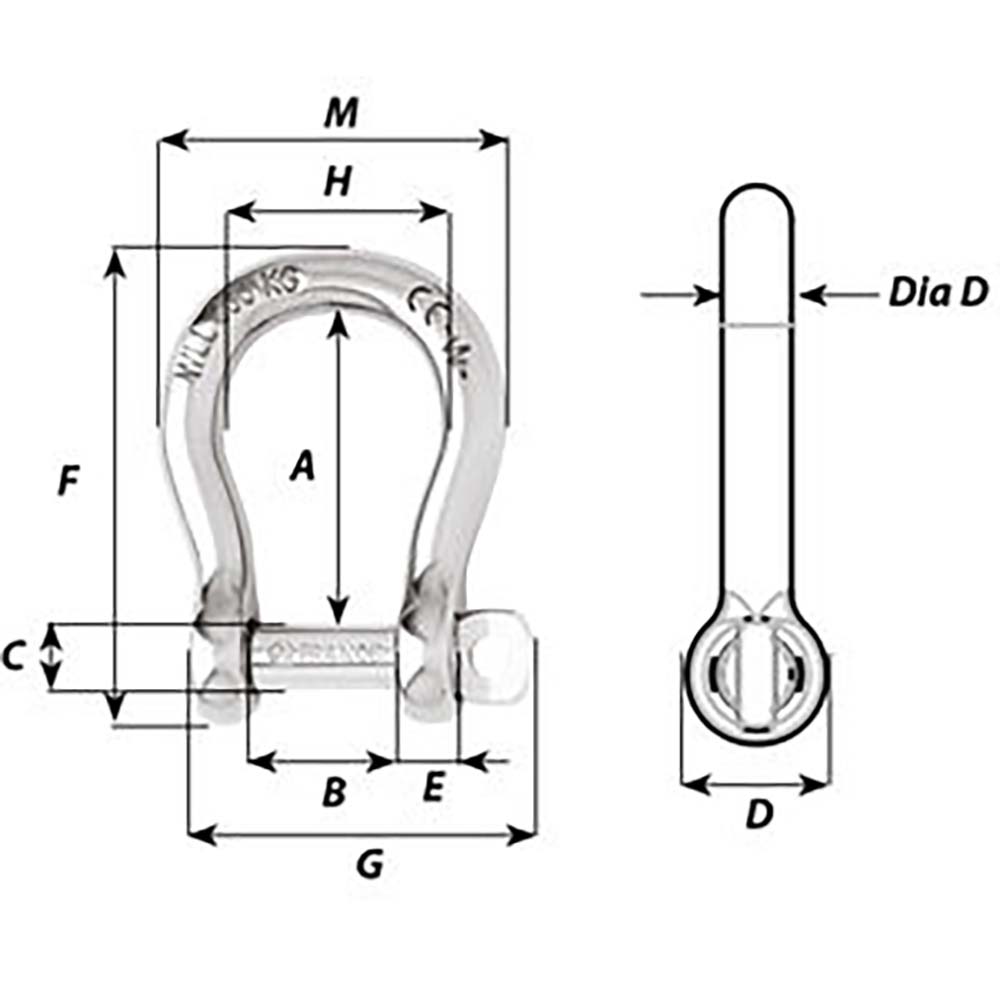 Wichard Self-Locking Bow Shackle - Diameter 12mm - 15/32" - Life Raft Professionals