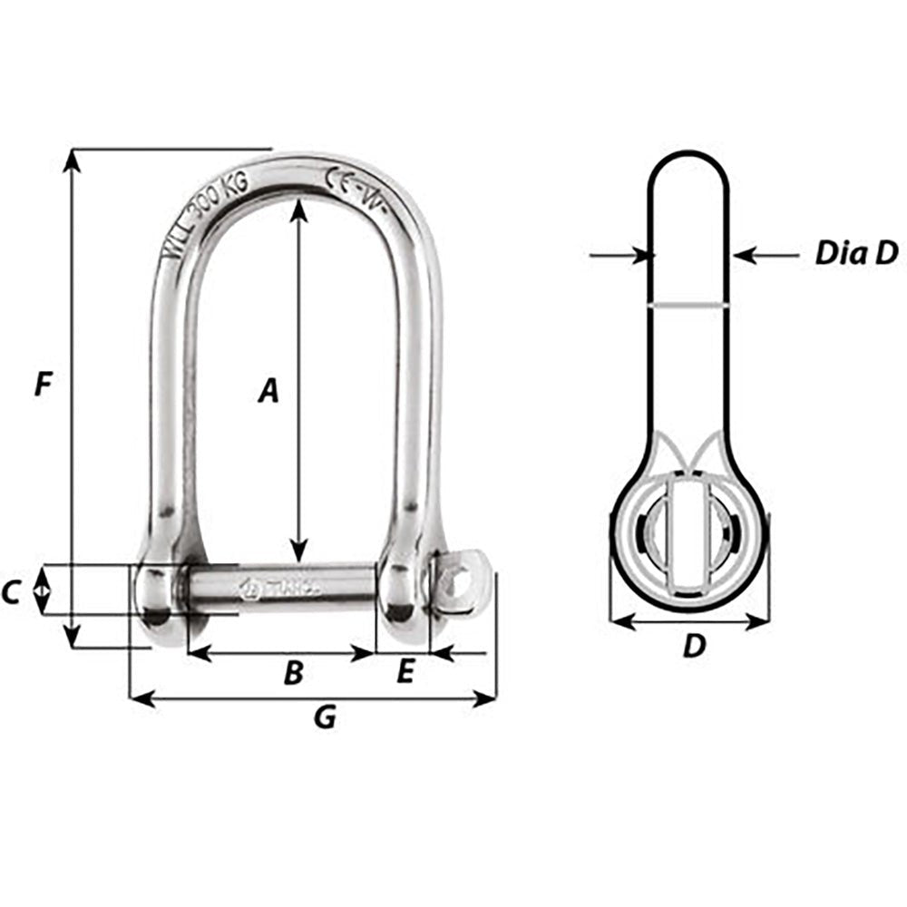 Wichard Self-Locking Large Opening Shackle - 10mm Diameter - 13/32" - Life Raft Professionals