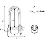 Wichard Self-Locking Long D Shackle - 10mm Diameter - 13/32" - Life Raft Professionals