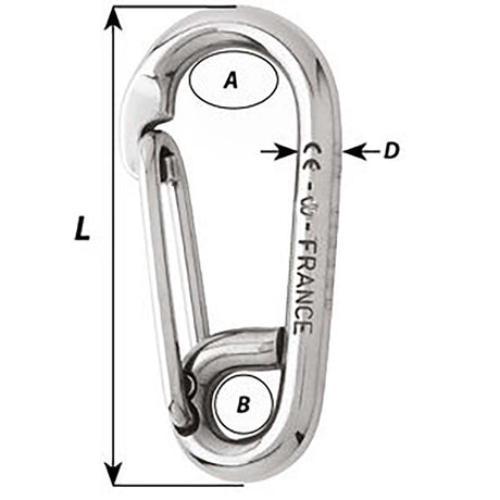 Wichard Symmetric Carbine Hook - Length 60mm - 1/4" - Life Raft Professionals