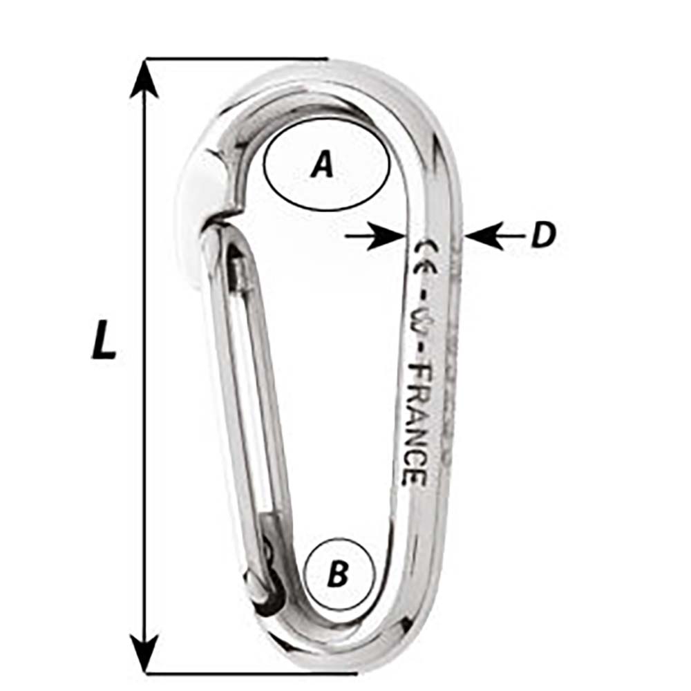 Wichard Symmetric Carbine Hook Without Eye - Length 60mm - 1/4" - Life Raft Professionals