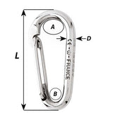 Wichard Symmetric Carbine Hook Without Eye - Length 60mm - 1/4" - Life Raft Professionals