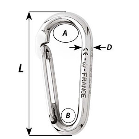 Wichard Symmetric Carbine Hook Without Eye - Length 80mm - 5/16" - Life Raft Professionals