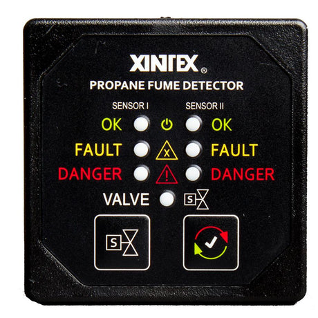 Xintex Propane Fume Detector w/2 Plastic Sensors - No Solenoid Valve - Square Black Bezel Display [P-2BNV-R] - Life Raft Professionals