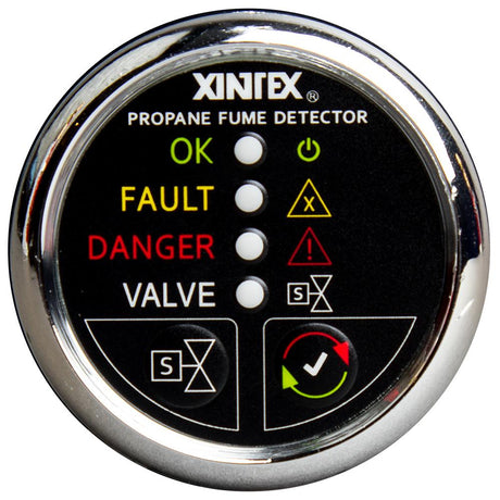 Xintex Propane Fume Detector w/Automatic Shut-Off & Plastic Sensor - No Solenoid Valve - Chrome Bezel Display [P-1CNV-R] - Life Raft Professionals