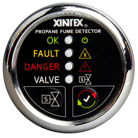 Xintex Propane Fume Detector w/Plastic Sensor Solenoid Valve - Chrome Bezel Display [P-1CS-R] - Life Raft Professionals